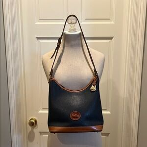 Classic Black and Brown Leather Shoulder Bag